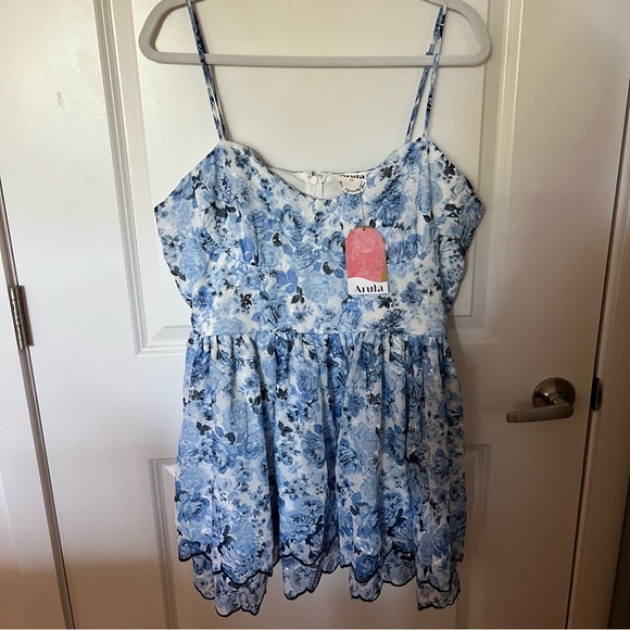 NEW Arula White and Blue Floral Mini Dress Plus Size 0X, 1X and 3X Available NWT - Picture 5 of 10